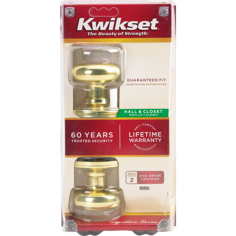 Kwikset Signature Series Polished Brass Hall & Closet Door Knob