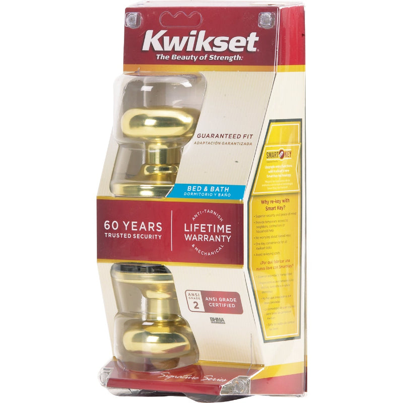 Kwikset Signature Series Polished Brass Bed & Bath Door Knob