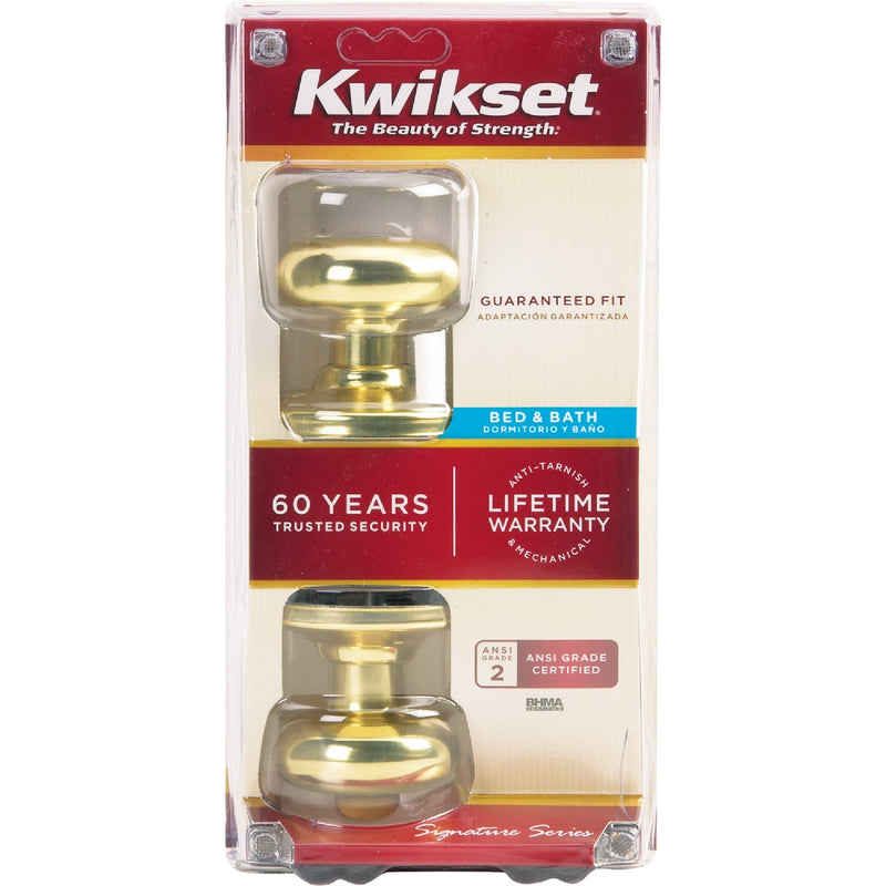 Kwikset Signature Series Polished Brass Bed & Bath Door Knob