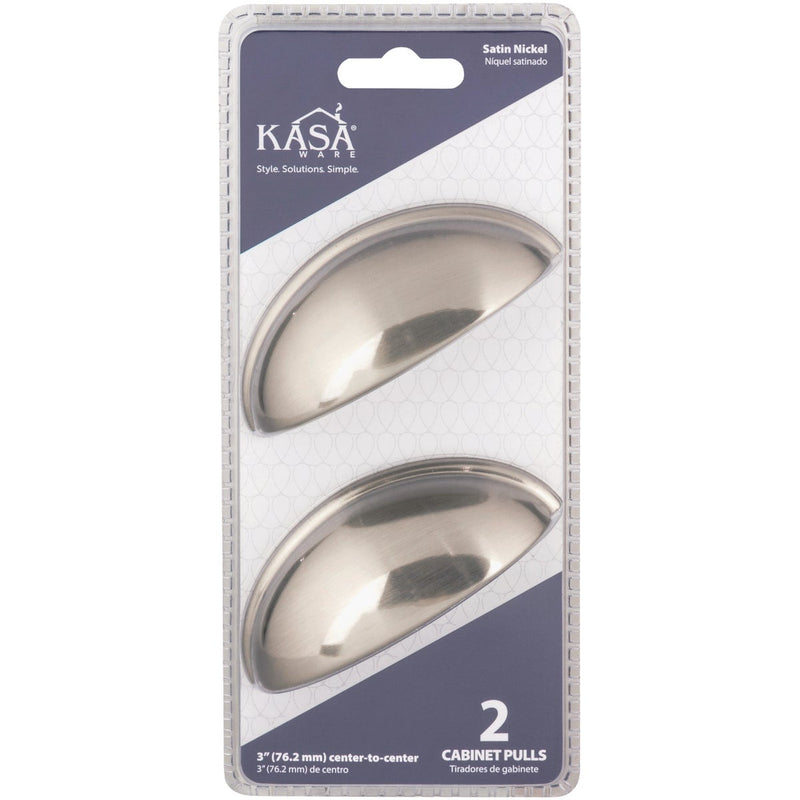 KasaWare 3-11/16 In. Satin Nickel Cup Pull (2-Pack)