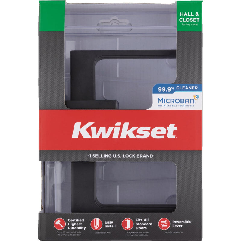 Kwikset Singapore Square Keyed Entry Lever SmartKey, Matte Black