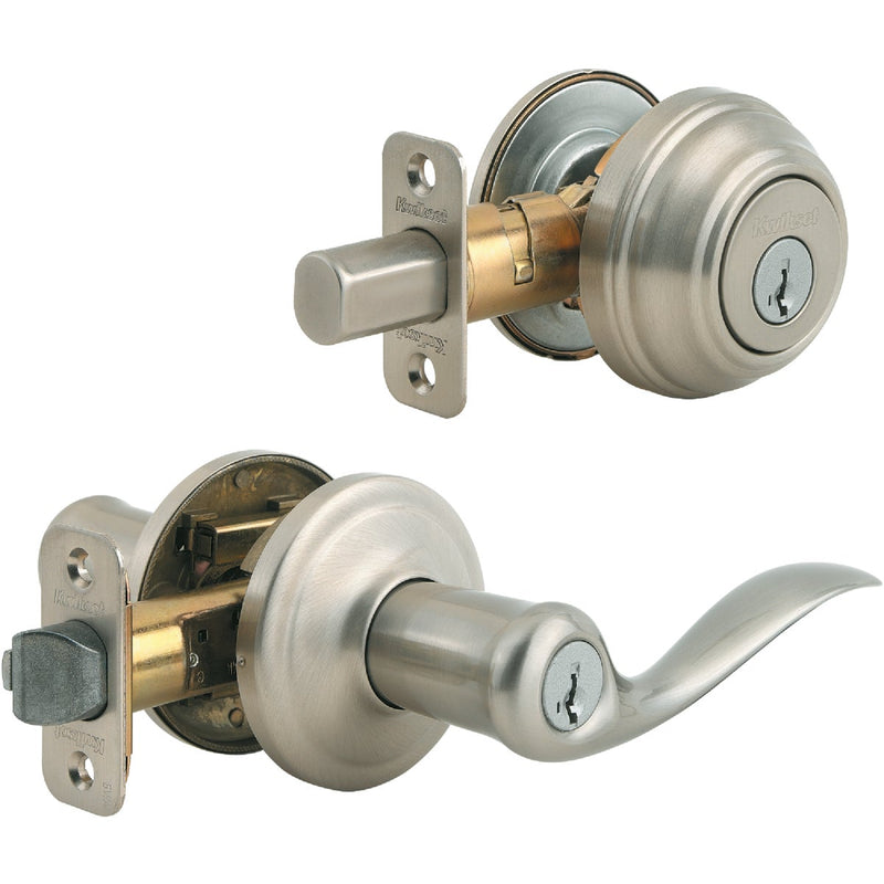 Kwikset Signature Series Satin Nickel Deadbolt and Lever Combo with Smartkey