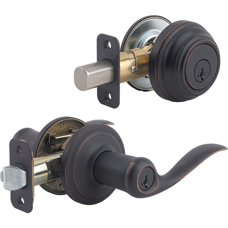 Kwikset Signature Series Venetian Bronze Deadbolt and Lever Combo with Smartkey