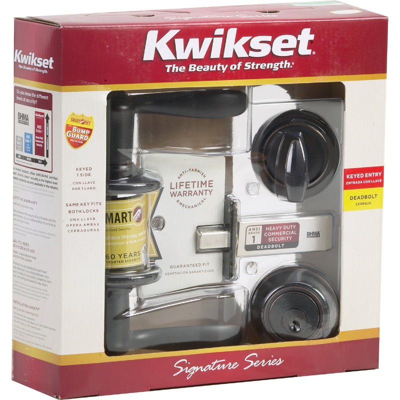 Kwikset Signature Series Venetian Bronze Deadbolt and Lever Combo with Smartkey