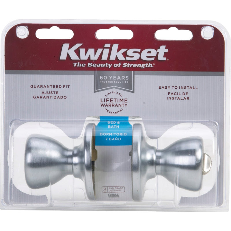 Kwikset Tylo Satin Chrome Bed & Bath Door Knob