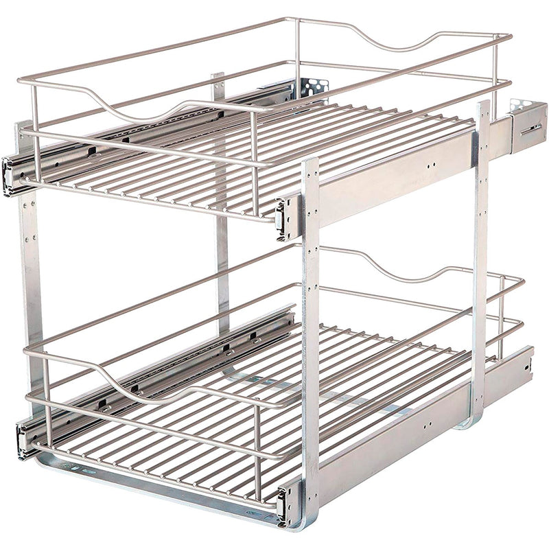 Knape & Vogt Real Solutions 14 In. Double Tier Slide Out Multi-Use Basket Cabinet Organizer