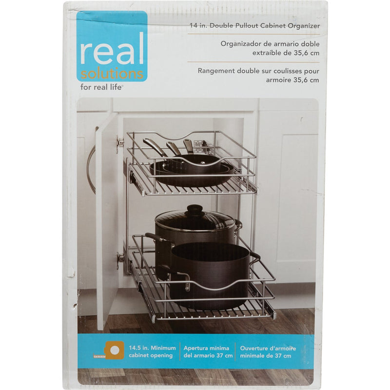 Knape & Vogt Real Solutions 14 In. Double Tier Slide Out Multi-Use Basket Cabinet Organizer