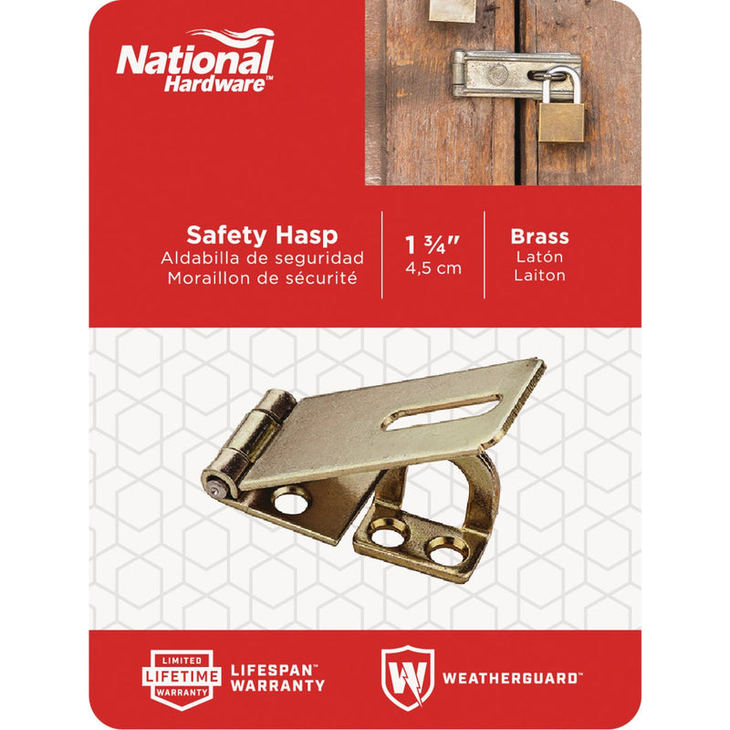 National 1-3/4 In. Brass Non-Swivel Safety Hasp