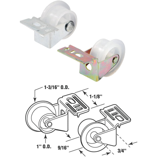 Prime-Line Steel White Nylon Front Drawer Roller