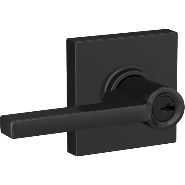 Schlage Latitude Lever with Collins Trim Matte Black Keyed Entry Lock