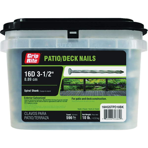 Grip-Rite 16d x 3-1/2 In. Hot Galvanized St Patio/Deck Nail, 10 Lb.