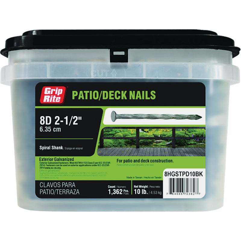 Grip-Rite 8d x 2-1/2 In. Hot Galvanized St Patio/Deck Nail, 10 Lb.