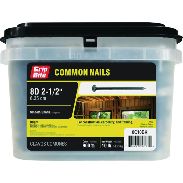 Grip-Rite 8d x 2-1/2 In. Bright Common Nails (900 Ct., 10 Lb.)