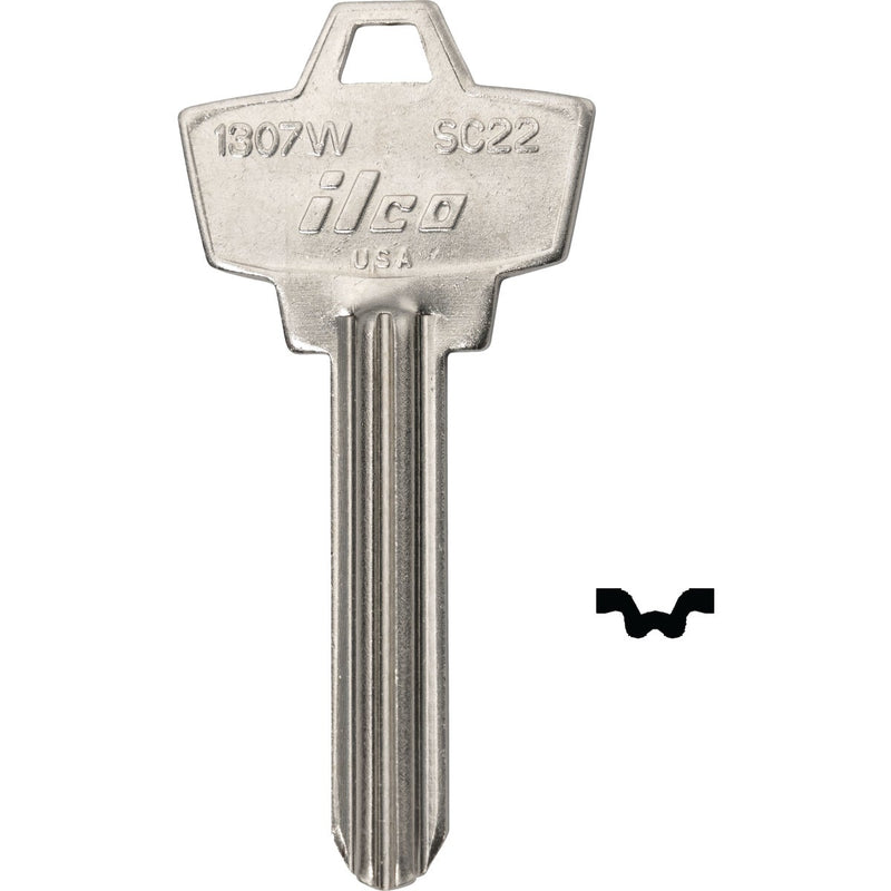 ILCO Schlage Nickel Plated House Key, SC22 / 1307W (10-Pack)