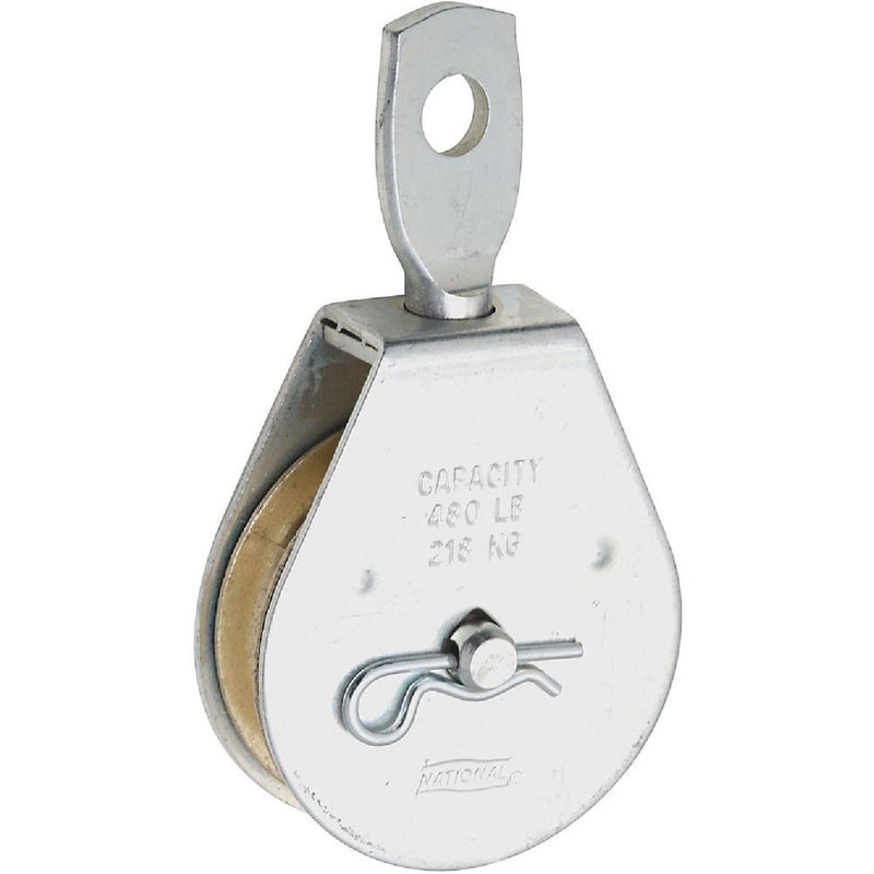 National 3211 2 In. O.D. Single Swivel Eye Steel Rope Pulley