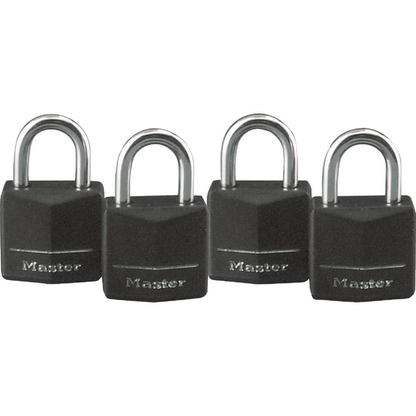 Master Lock 3/4 In. W. Black Covered Keyed Alike Padlock (4-Pack)