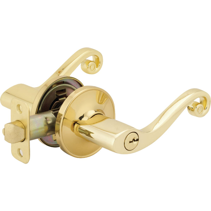 Steel Pro Polished Brass Scroll Entry Door Lever