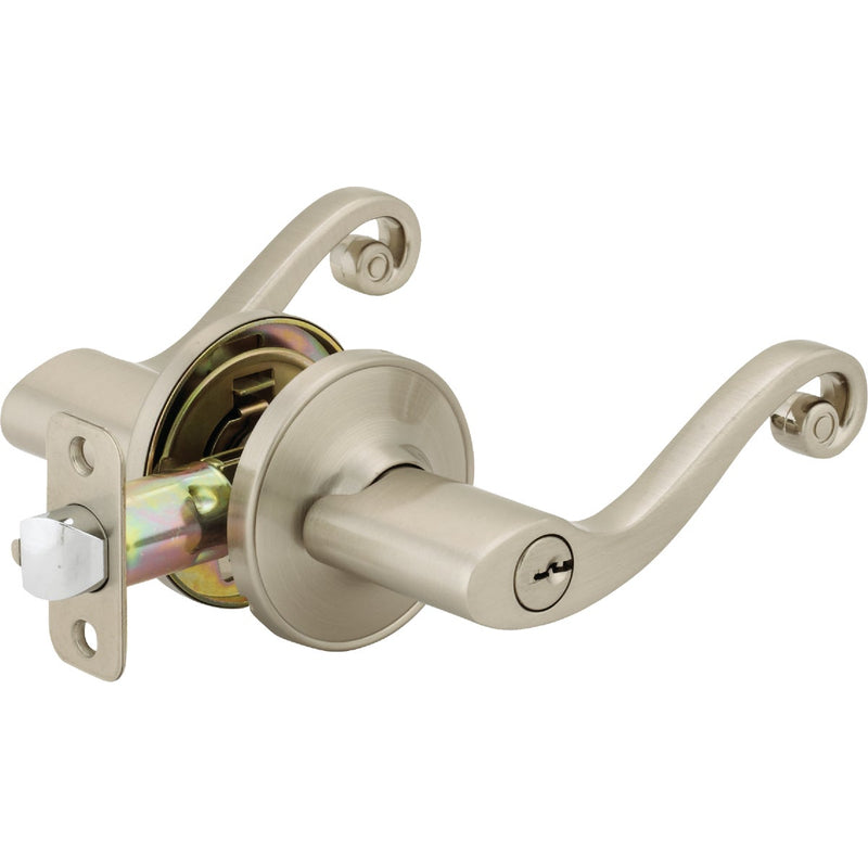 Steel Pro Brushed Nickel Scroll Entry Door Lever