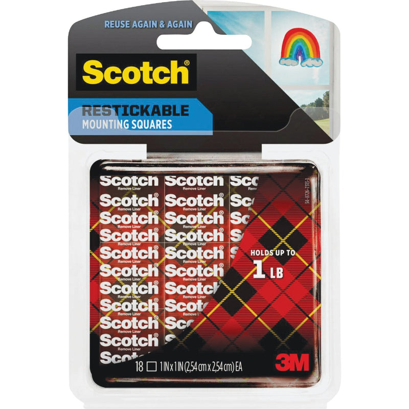 Scotch Restickable Mounting Squares, 1 In. x 1 In., 18 Squares