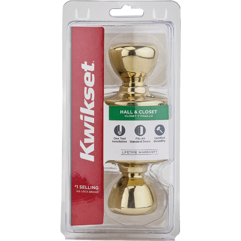 Kwikset Polished Brass Mobile Home Passage Lockset