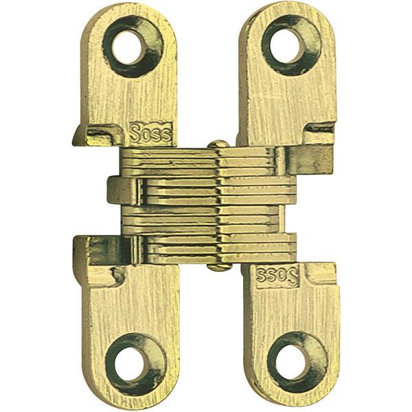 SOSS Satin Brass 3/8 In. x 1 In. Invisible Hinge, (2-Pack)