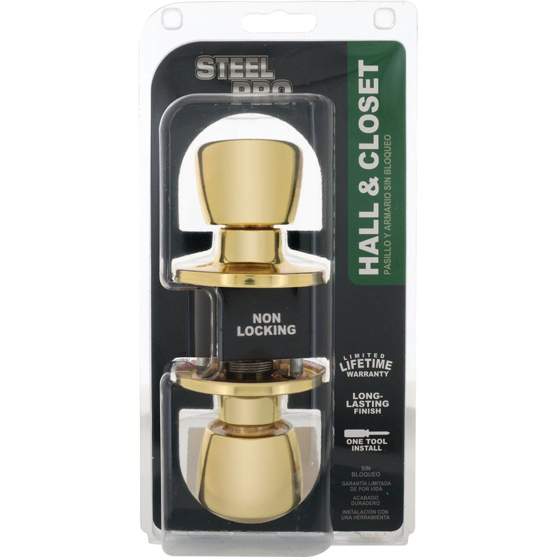 Steel Pro Polished Brass Hall & Closet Door Knob