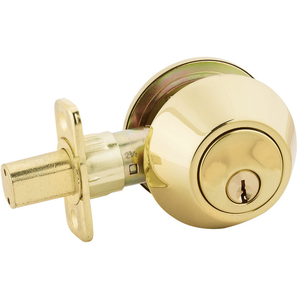 Steel Pro Polished Brass Single Cylinder Deadbolt