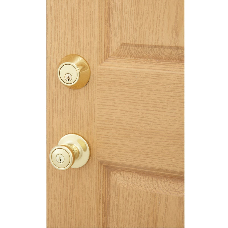 Steel Pro Polished Brass Deadbolt and Door Knob Combo