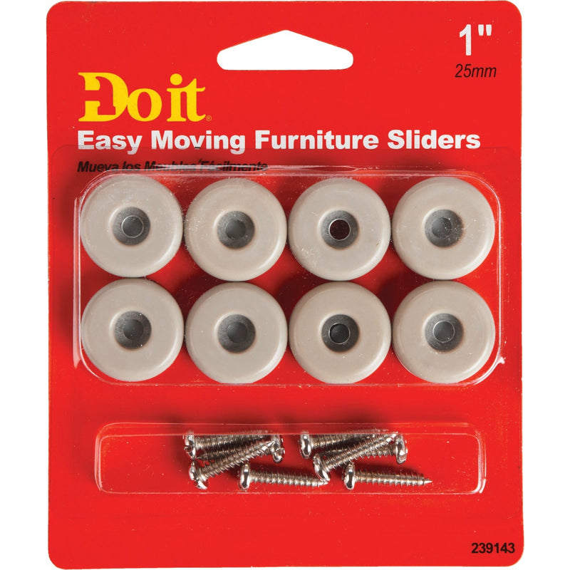 Do it 1 In. Round Adhesive and Screw on Furniture Glide, (8-Pack)