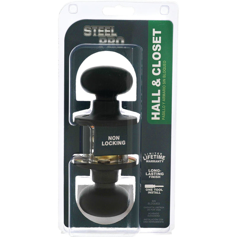 Steel Pro Matte Black Half Round Passage Knob