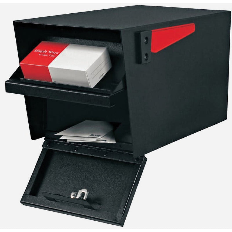 Mail Boss Mail Manager Black Steel Locking Security Post Mount Mailbox