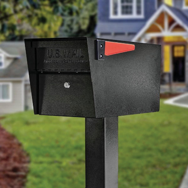 Mail Boss Mail Manager Black Steel Locking Security Post Mount Mailbox