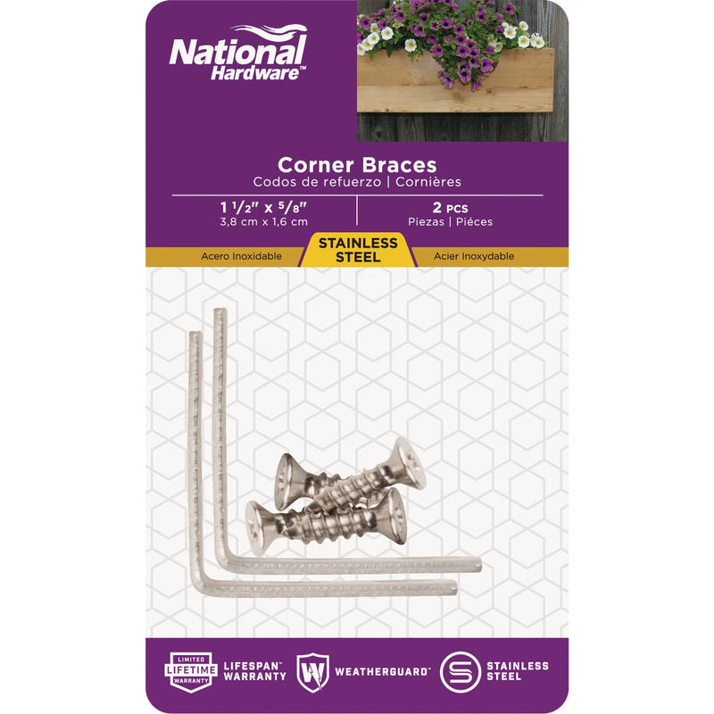 National Catalog V415 1-1/2 In. x 5/8 In. Stainless Steel Corner Brace (2-Count)