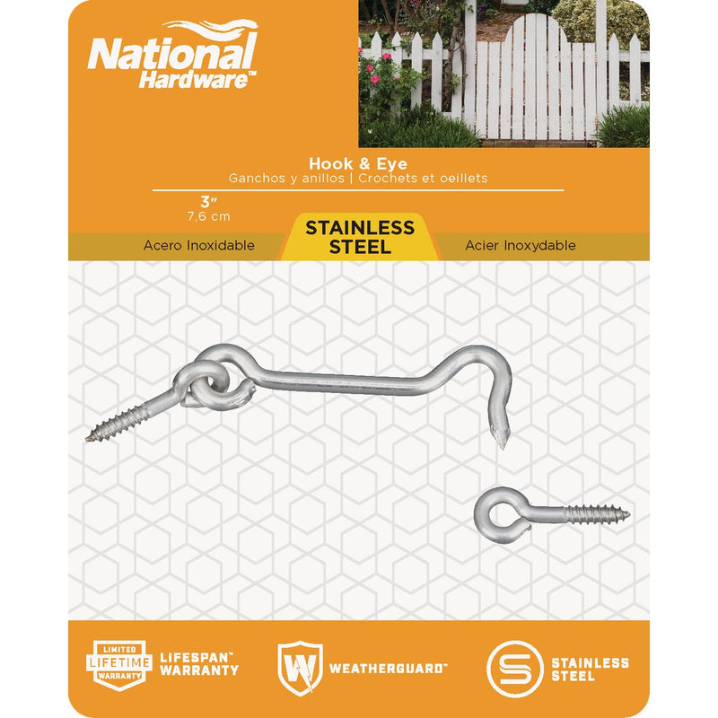 National Stainless Steel 3 In. Hook & Eye Bolt