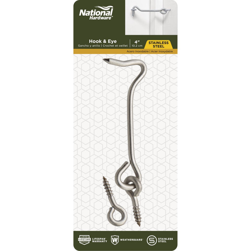 National Stainless Steel 4 In. Hook & Eye Bolt