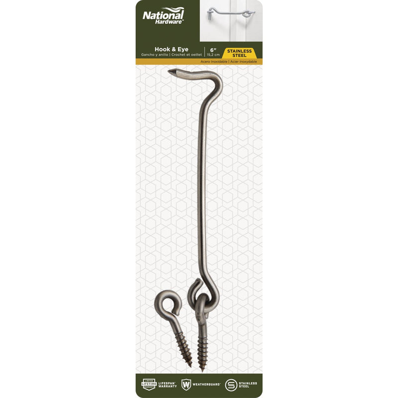 National Stainless Steel 6 In. Hook & Eye Bolt