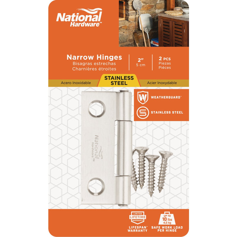 National 2 In. Stainless Steel Narrow Tight-Pin Hinge (2-Pack)