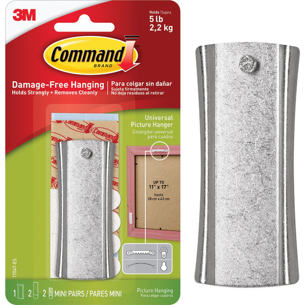 3M Command Sticky Nail Sawtooth Hanger, White, 1 Hanger, 2 Large Strips, 2 Sets of Mini Strips