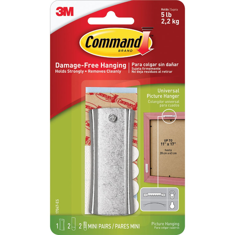 Command Sticky Nail Sawtooth Hanger, White, 1 Hanger, 2 Large Strips, 2 Sets of Mini Strips