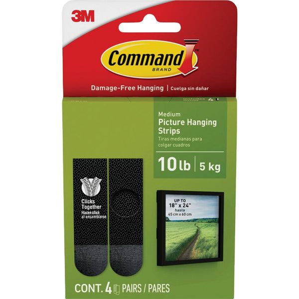 Command 10 Lb Black Picture Hanging Strips, 4 Pairs