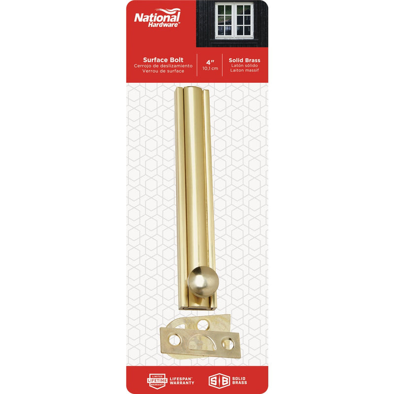 National Gallery Series 4 In. Polished Brass Door Surface Bolt