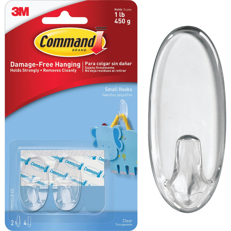 Command Clear Small Hooks, 2 Hooks, 4 Strips