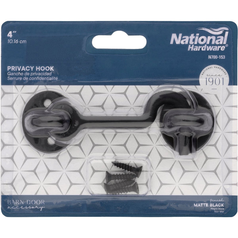 National V1020 Matte Black Barn Door Privacy Hook