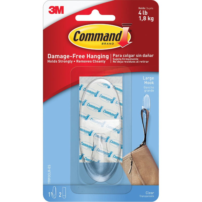 Command Large Clear Hook with Clear Strips, 1 Hook, 2 Strips