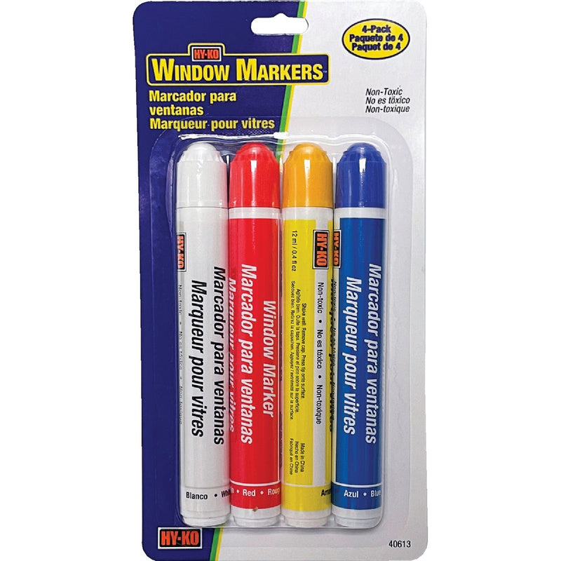 Hy-Ko Red/Blue/White/Yellow Window Marker (4-Pack)