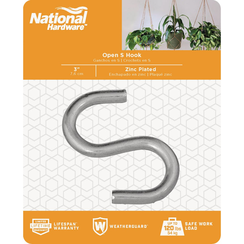 National 3 In. Zinc Heavy Open S Hook