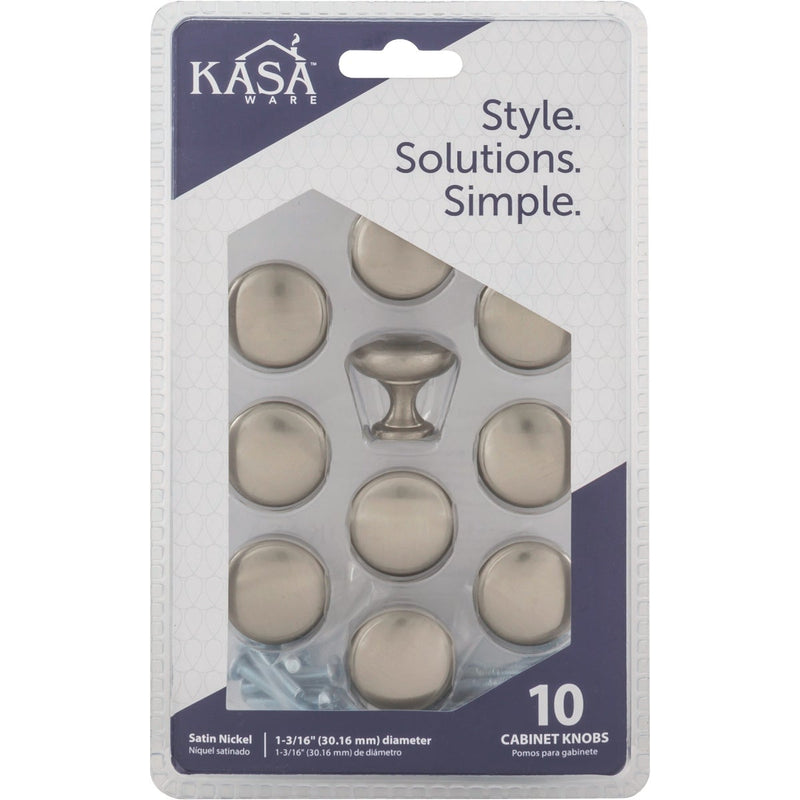 KasaWare 1-3/16 In. Dia. Satin Nickel Cabinet Knob (10-Pack)