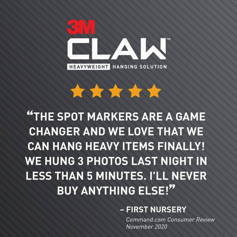 3M Claw Drywall Picture Hanger with Temporary Spot Marker, Holds 25 Lb., 4 Hangers, 4 Markers