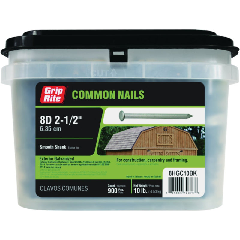 Grip-Rite 8d x 2-1/2 In. Hot Dipped Galvanized Common Nails (900 Ct., 10 Lb.)