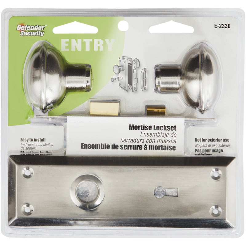 Defender Security Satin Nickel Keyed Mortise Entry Lock Set